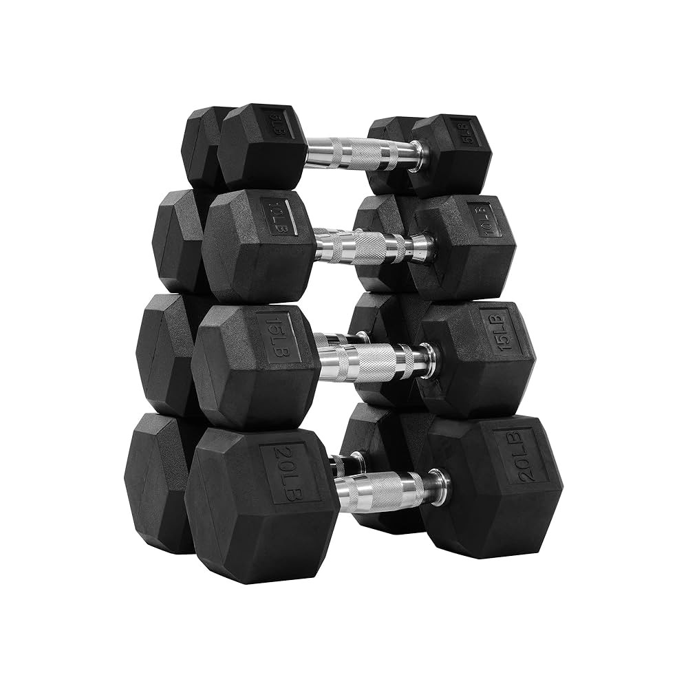 Rubber Encased Hex Dumbbell Set Contoured Handle for Muscle Toning, Strength Building & Full Body... | Amazon (US)