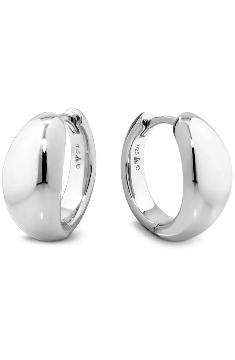 Dome Hoop Earrings in Rhodium Plated Sterling Silver | Nordstrom