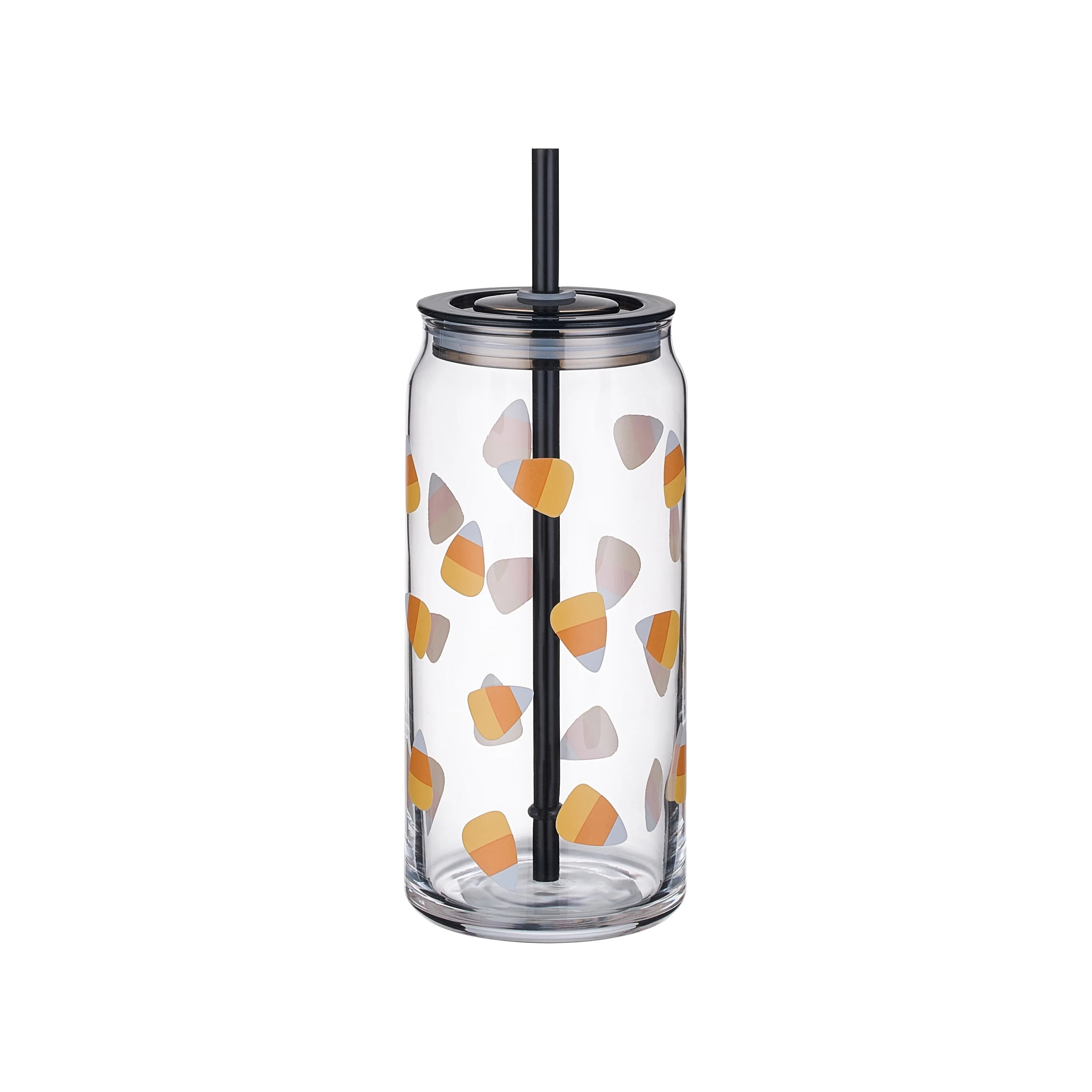 Way to Celebrate Halloween Candy Corn Glass Can Sipper Tumbler, 20 oz - Walmart.com | Walmart (US)