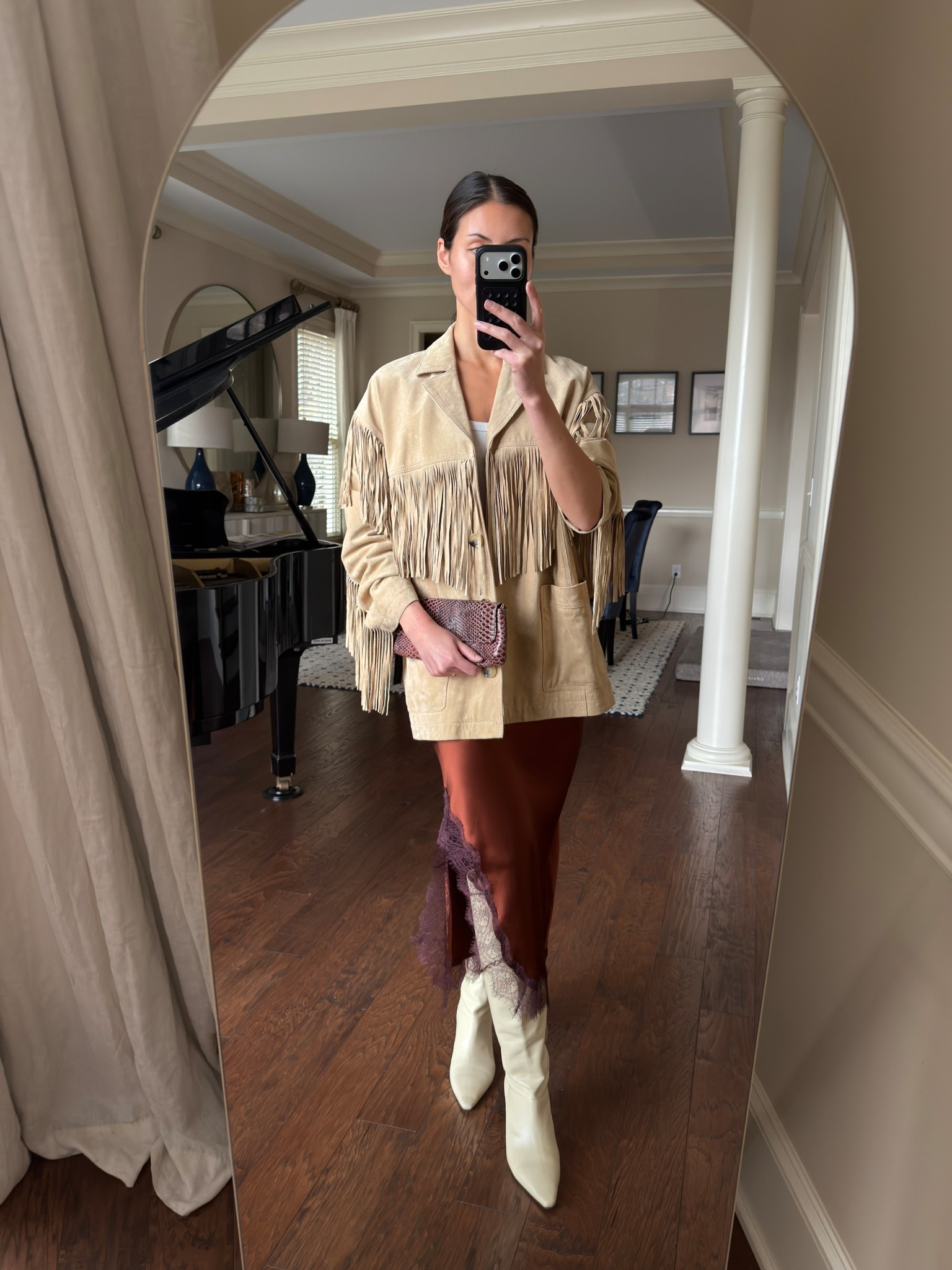 fringe jacket, silk skirt 

#LTKCyberWeek #LTKHoliday #LTKSeasonal