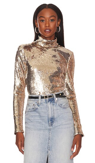 Merla Top in Champagne Silver | Revolve Clothing (Global)