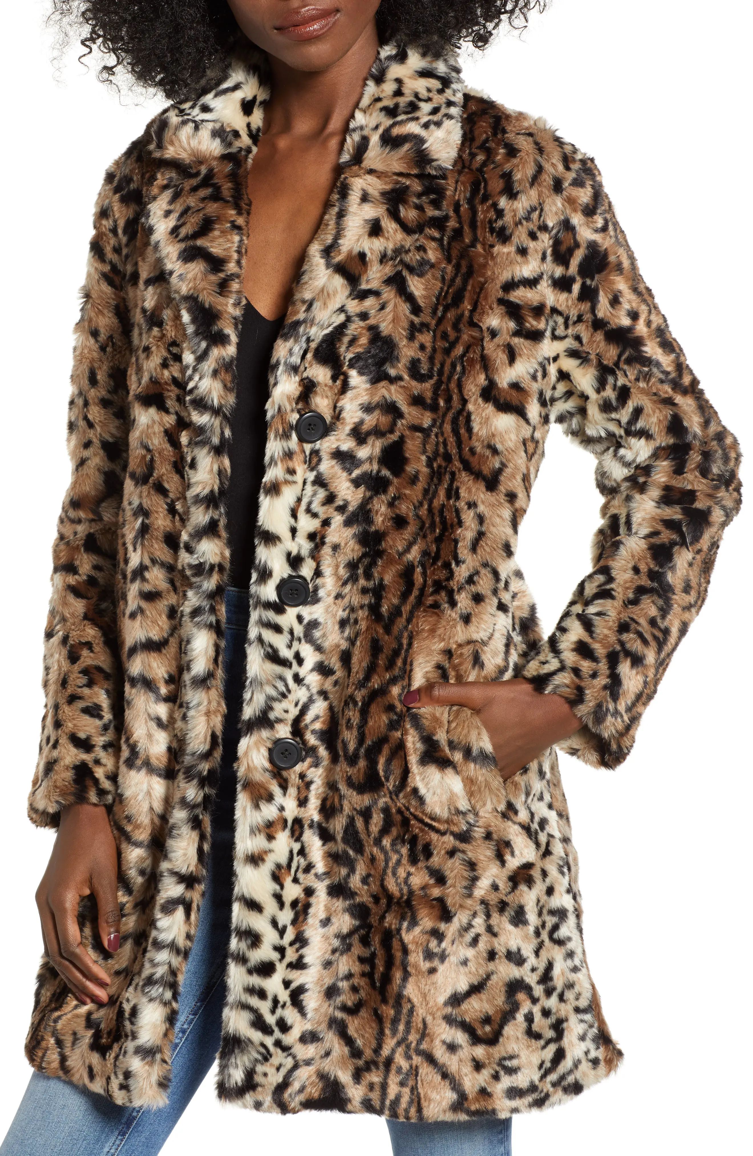 BB Dakota Bradshaw Leopard Spot Faux Fur Coat | Nordstrom