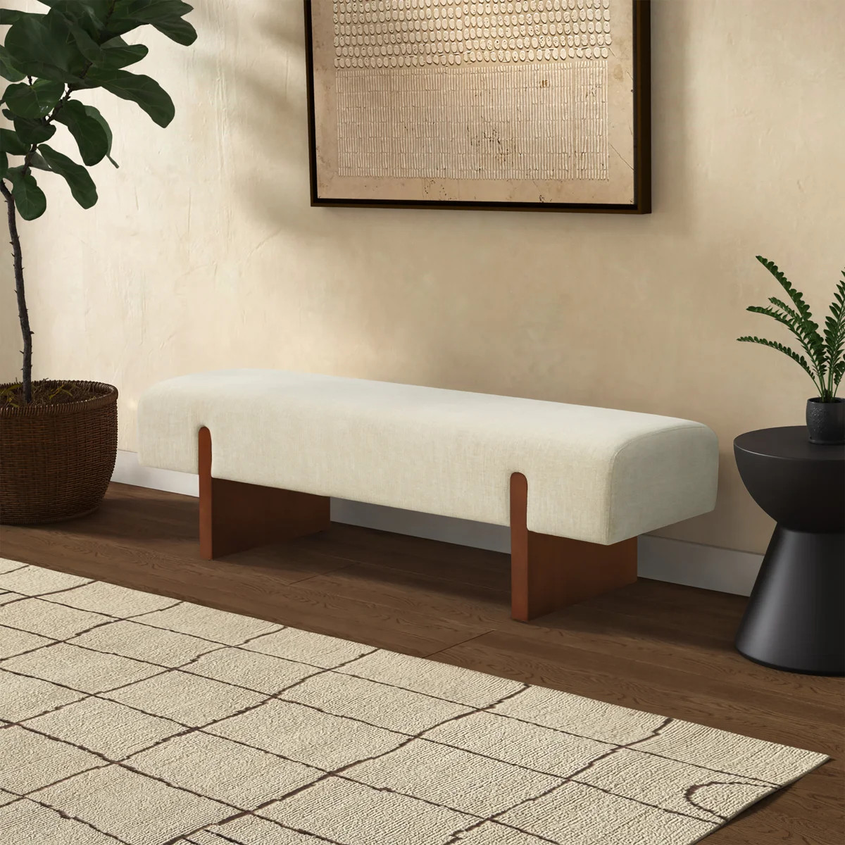 Caselynn Linen Upholstered Bench | Wayfair North America