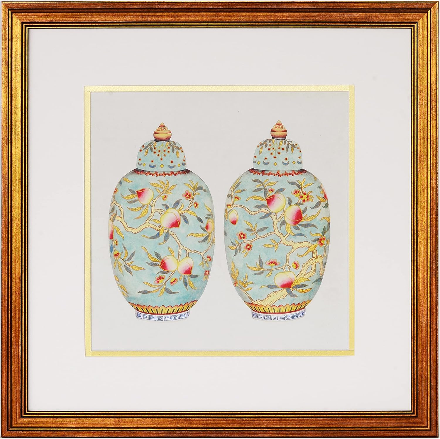 HongFengtang Chinese Rice Paper Gold Leaf Print China Porcelain PS Frame 20.1 X 20.1 Inches (Faie... | Amazon (US)