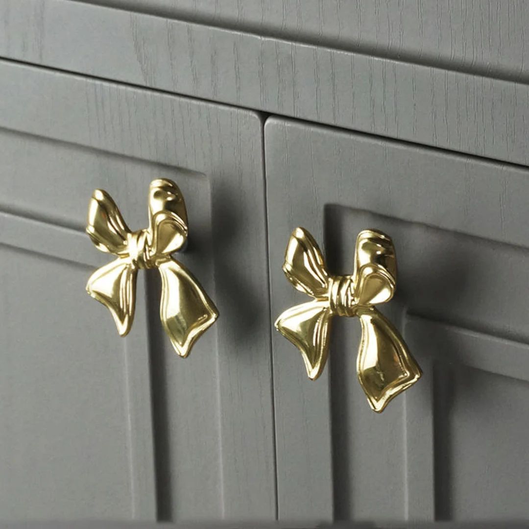 Bow Knob Solid Brass Knob Cabinet Pulls Drawer Knob Dresser Pull Knobs Handles Kitchen Knobs Pull... | Etsy (US)