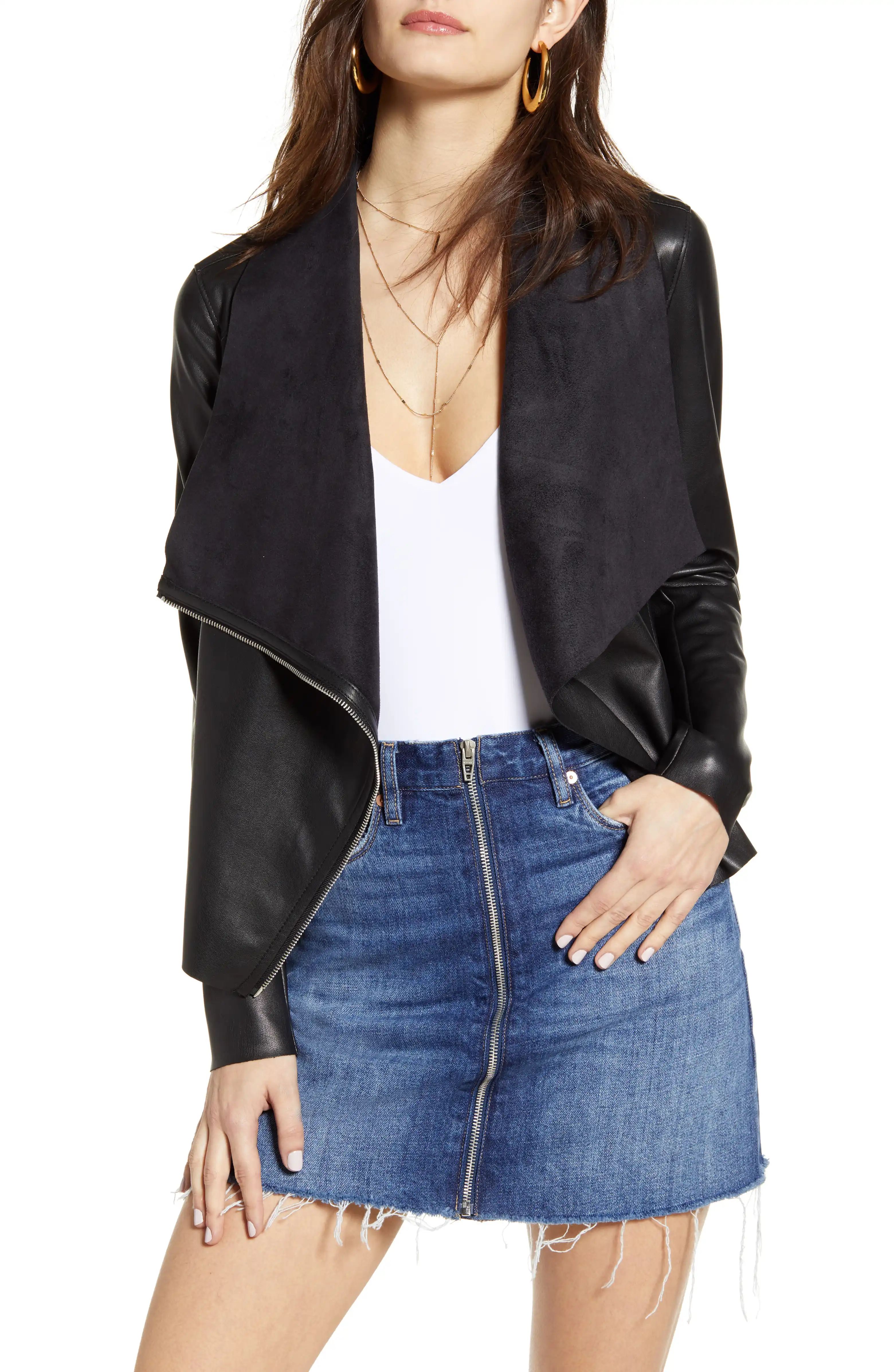 Onto the Next Faux Leather Drape Front Jacket | Nordstrom
