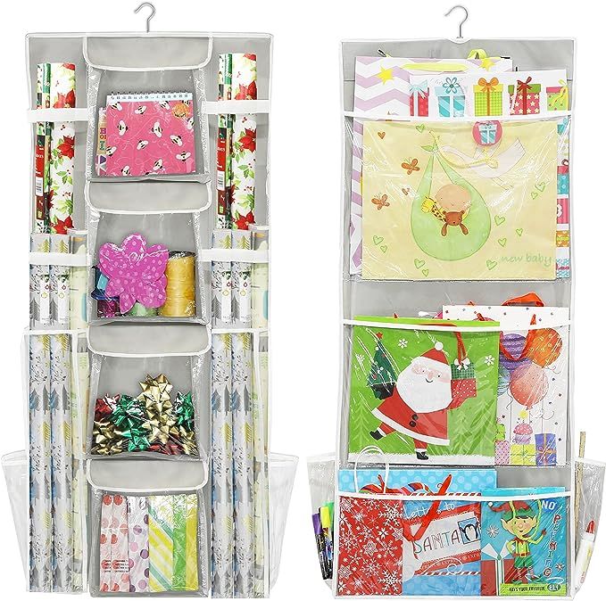 Simple Houseware Double-Sided Hanging Gift Wrap Organizer Storage Pockets, (Set of 1) | Amazon (US)