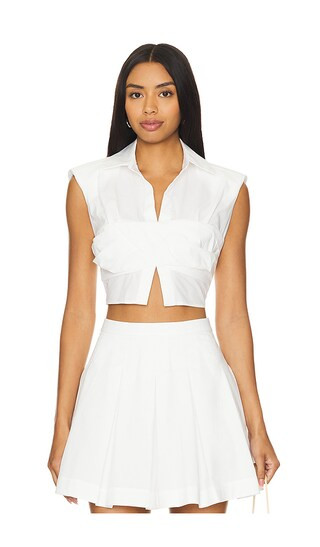 Emie Cropped Box Sleeve Top in White | Revolve Clothing (Global)