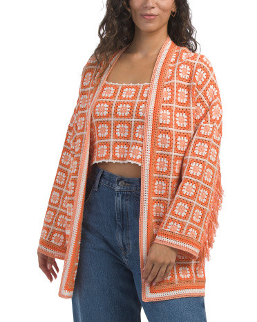 Crotchet And Fringe Cardigan | TJ Maxx