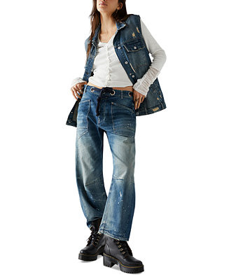 Free People Women's Moxie Cotton Low-Slung Barrel Jeans  - Macy's | Macy's