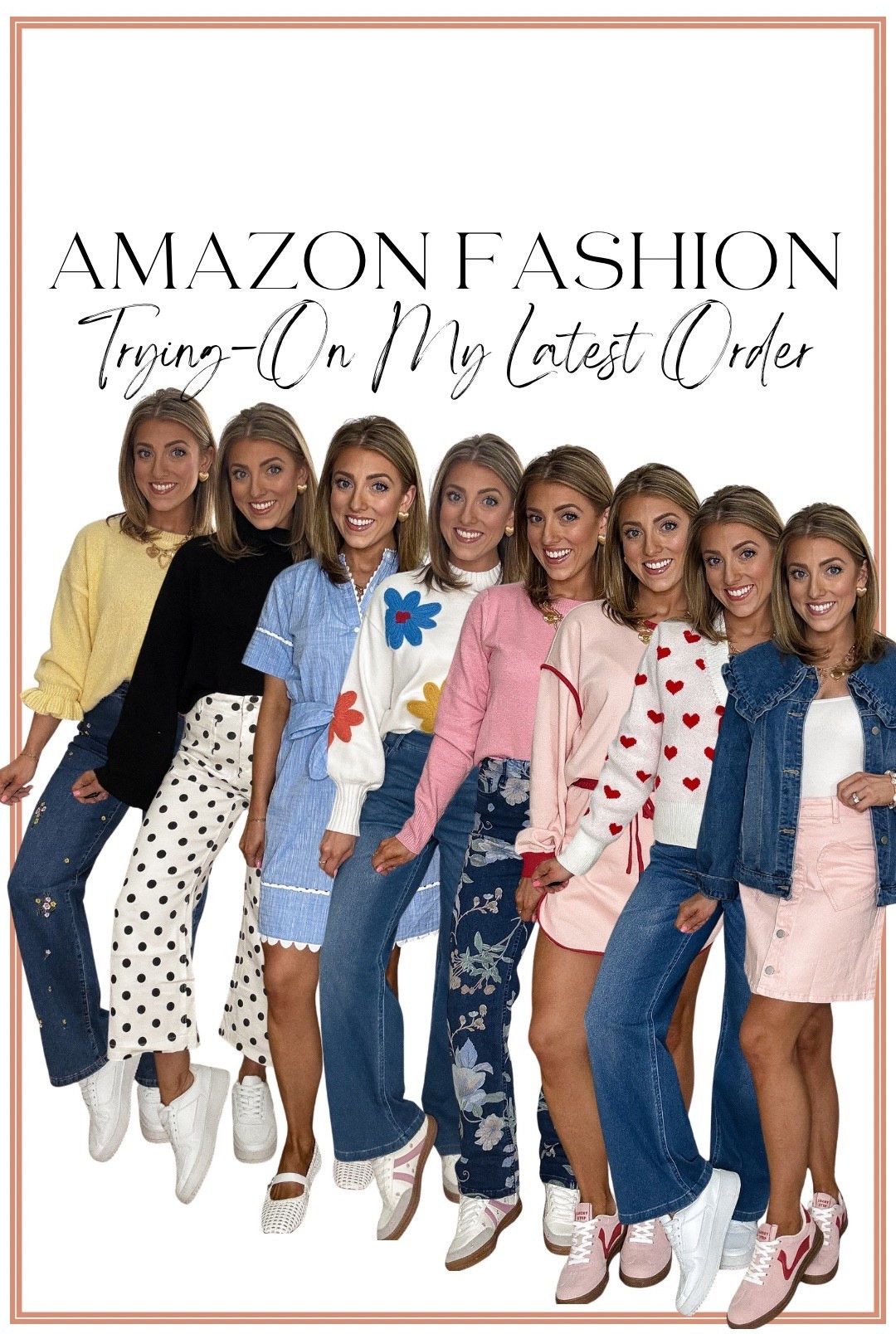 Amazon fashion haul ✨ Trying on my latest Amazon order and I’m so excited about these finds. So many cute, wearable pieces that are perfect for everyday style — from cozy Amazon sweaters to fun statement denim like polka dot jeans and floral jeans. If you love playful details, this haul is full of heart finds, colorful accents, and the cutest floral sneakers to finish off each look.

Every piece is easy to mix and match, making this haul great for building outfits you can actually wear — school drop-off, errands, casual weekends, or lunch with friends. Lots of comfortable fits, trend-forward details, and affordable Amazon fashion you’ll reach for on repeat.

I shared everything I tried on and styled multiple ways so you can see how it all fits and looks in real life.

All linked in LTK 🤍

#amazonfashion #amazonhaul #amazonfinds #amazonstyle #affordablefashion #everydayoutfits #casualstyle #momstyle #trendingfashion #statementjeans #floralsneakers #heartdetails #ltkfinds #ltkstyle