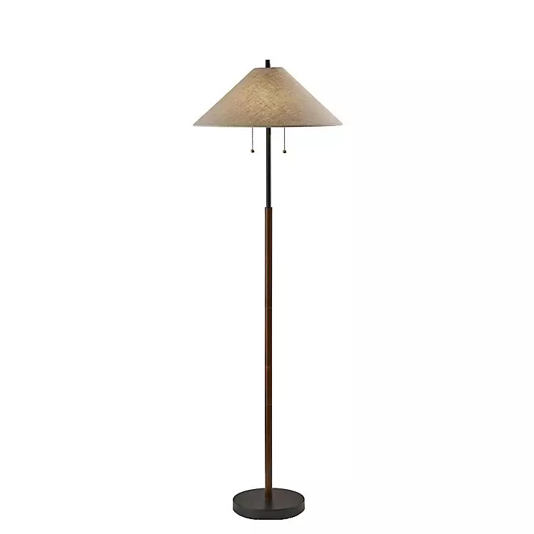 Black Metal Walnut Flare Pulls Floor Lamp | Kirkland's Home