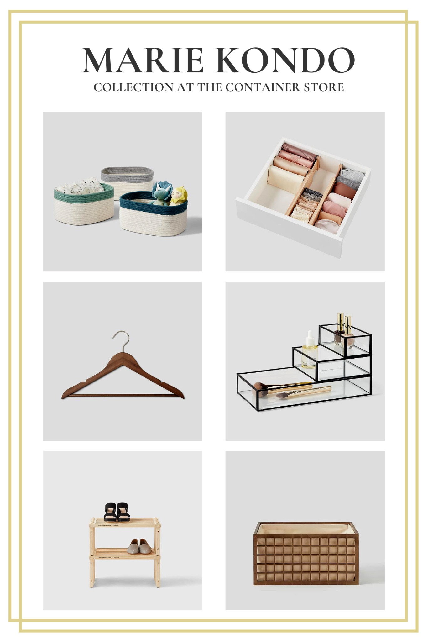 I just came across the Container Store x KonMari collection and I love the minimalism of the class, metal, and wood.  I've linked some of my favorite items including official products exclusive to The Container Store and designed by Marie Kondo.  #storage #MarieKondo  #sparkjoy #containerstore