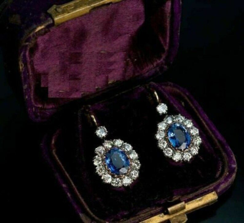 3ct Oval Cut Blue Tanzanite Diamond Drop & Dangle Earrings 14K | Etsy | Etsy (US)