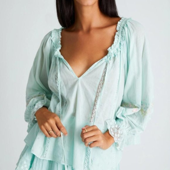 LoveShackFancy Odina Top SEA FOAM Brand New NWT | Poshmark