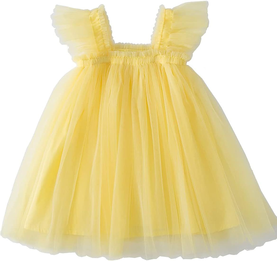 Baby Girls Layered Fly Sleeve Tutu Dress Casual Party Tulle Tunic Dresses 9M-3T | Amazon (US)
