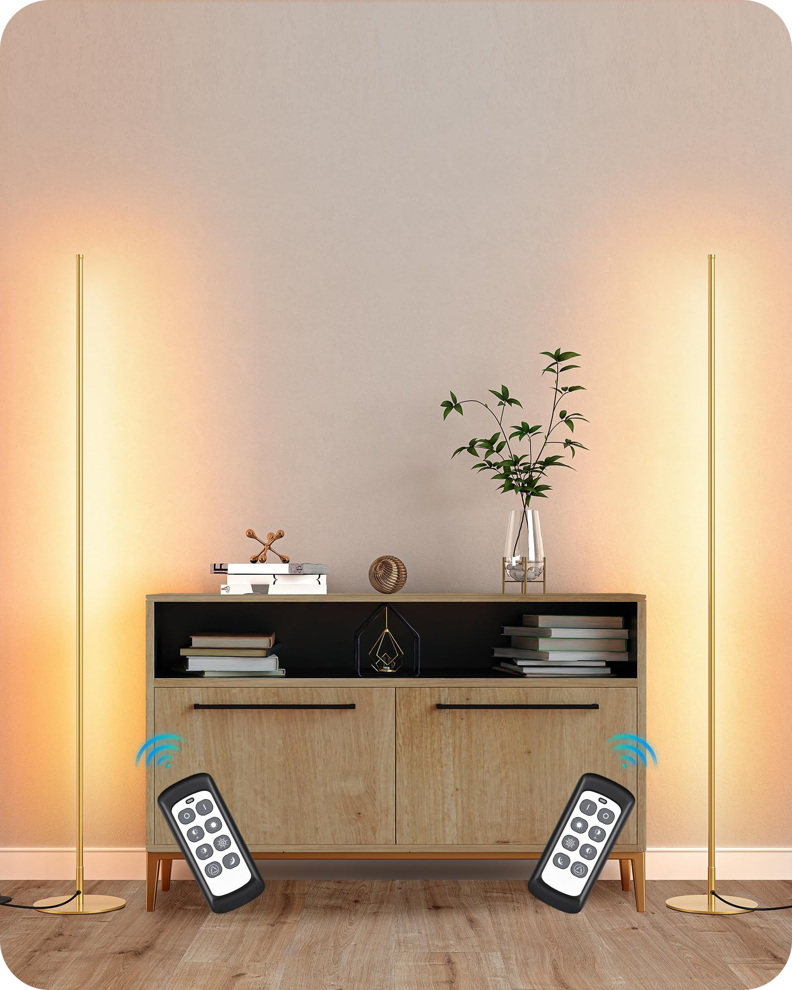 EDISHINE LED Corner Floor Lamp, Set of 2 Minimalist Dimmable Light with Remote, 57.5" Tall Standi... | Amazon (US)