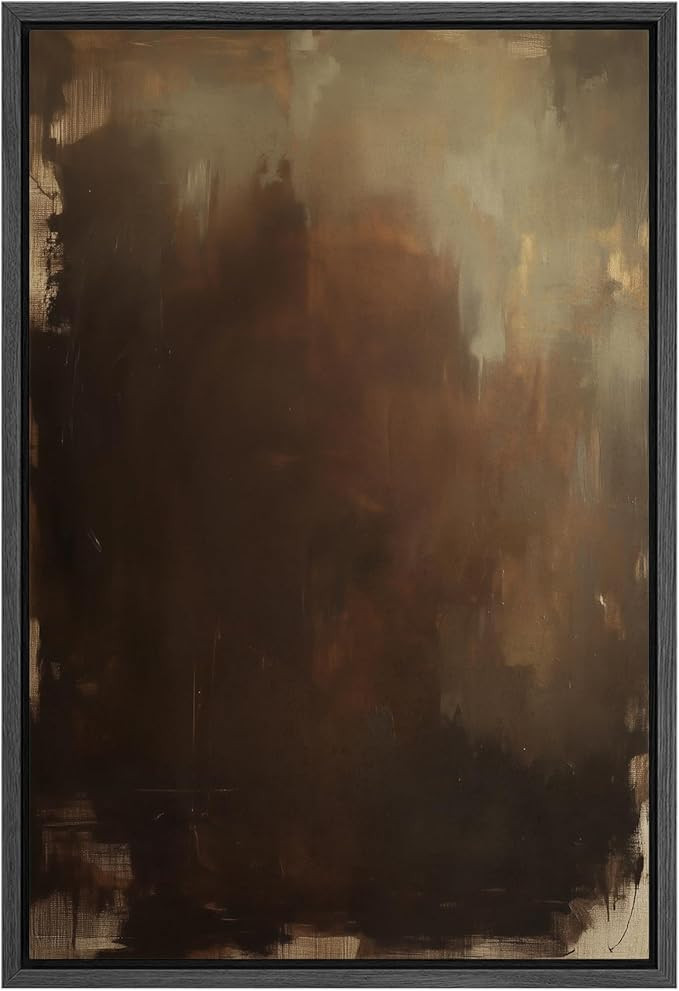 SIGNFORD Framed Canvas Print Wall Art Rustic Depth Abstract Earthy Brown and Mocha Gradient Illus... | Amazon (US)