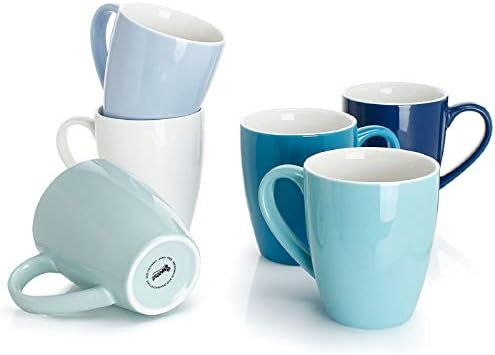 Sweese 601.001 Porcelain Mugs - 16 Ounce for Coffee, Tea, Cocoa, Set of 6, White | Amazon (US)