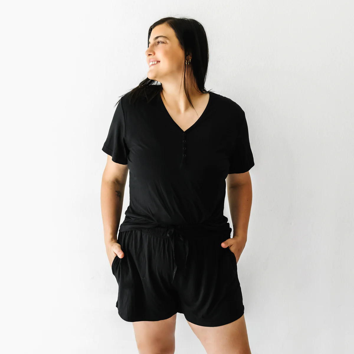 Black Women's Bamboo Viscose Pajama Shorts | Little Sleepies