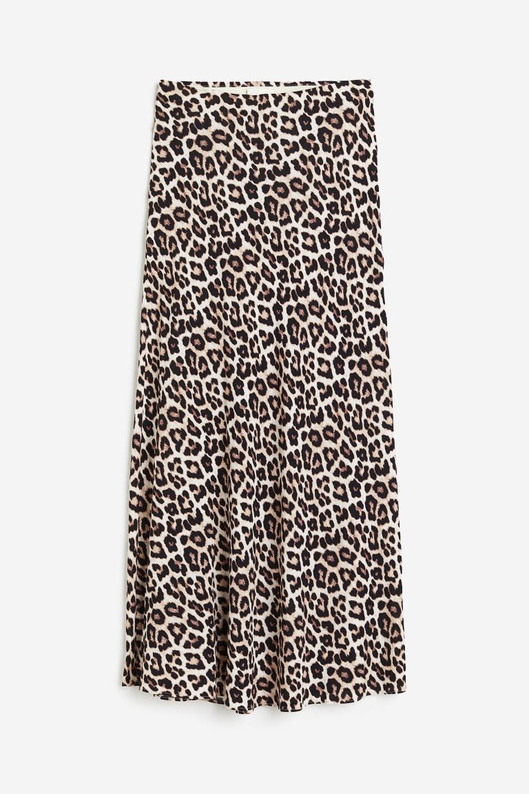 Crêped Viscose Skirt - Light beige/leopard print - Ladies | H&M US | H&M (US + CA)