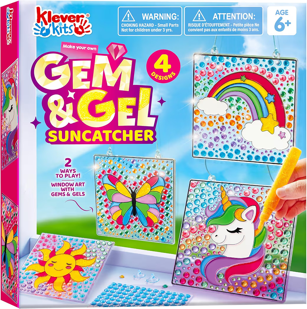Klever Kits 4PCS Window Art, 2-in-1 Gems and Gels Suncatcher, 2 Ways to Play Diamond and Gels, Ar... | Amazon (US)