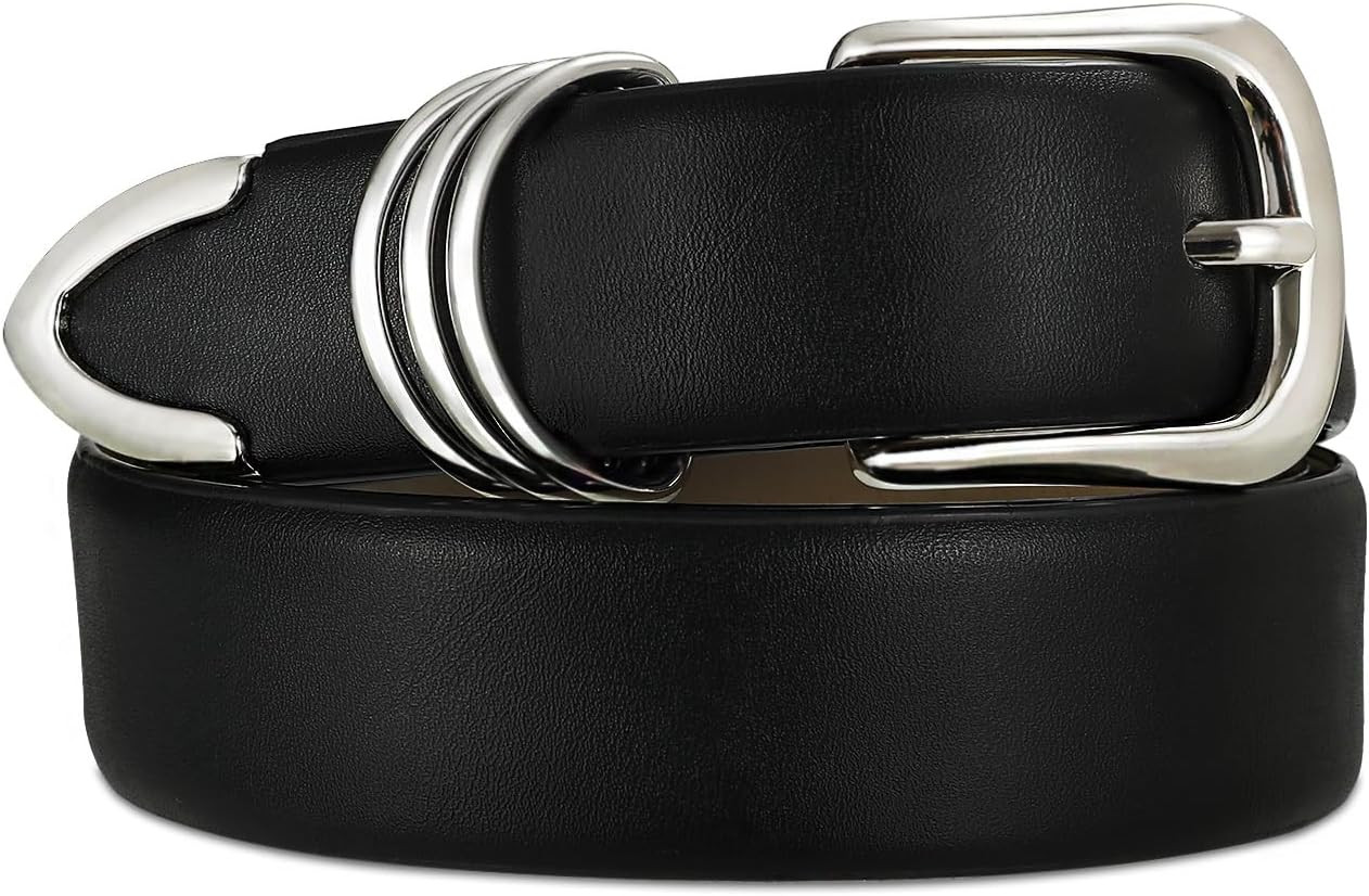 Women's Leather Belts with Gold Buckle Fashion Ladies Waist Belt | Amazon (US)