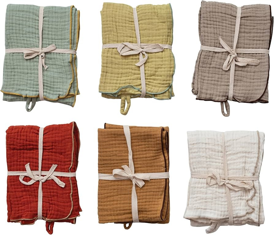 Creative Co-Op Woven Cotton Double Cloth, Set of 6 Colors Tea Towel, Multi | Amazon (US)