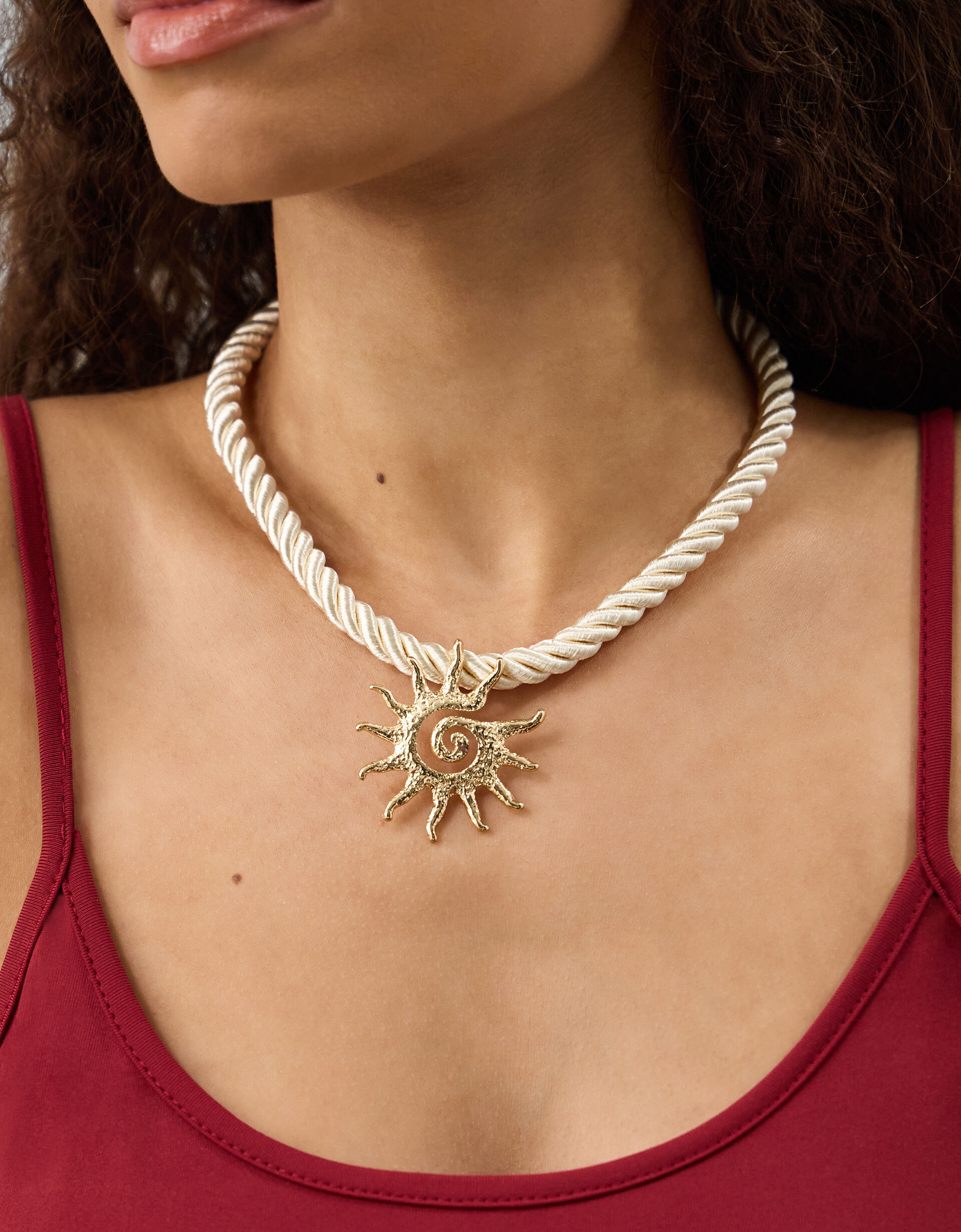 Sun Pendant Twisted Cord Necklace | Accessorize (Global)