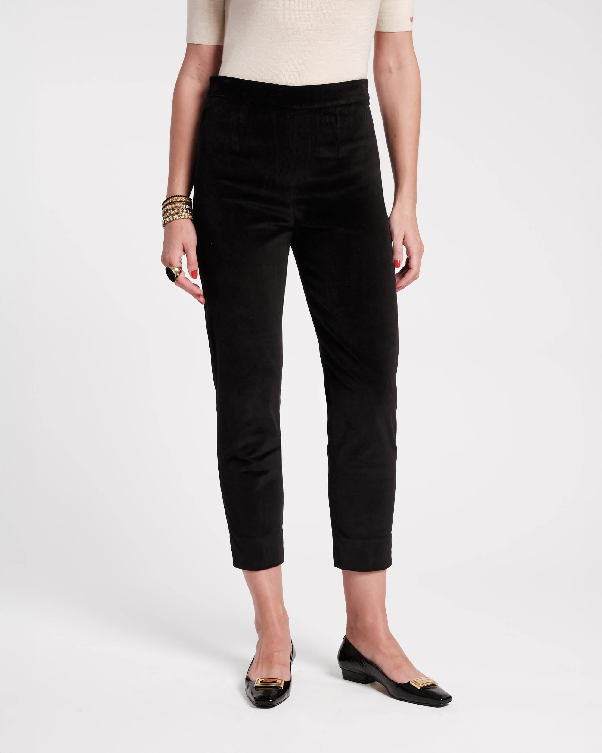 Lucy Velvet Cigarette Pant - Black | Frances Valentine