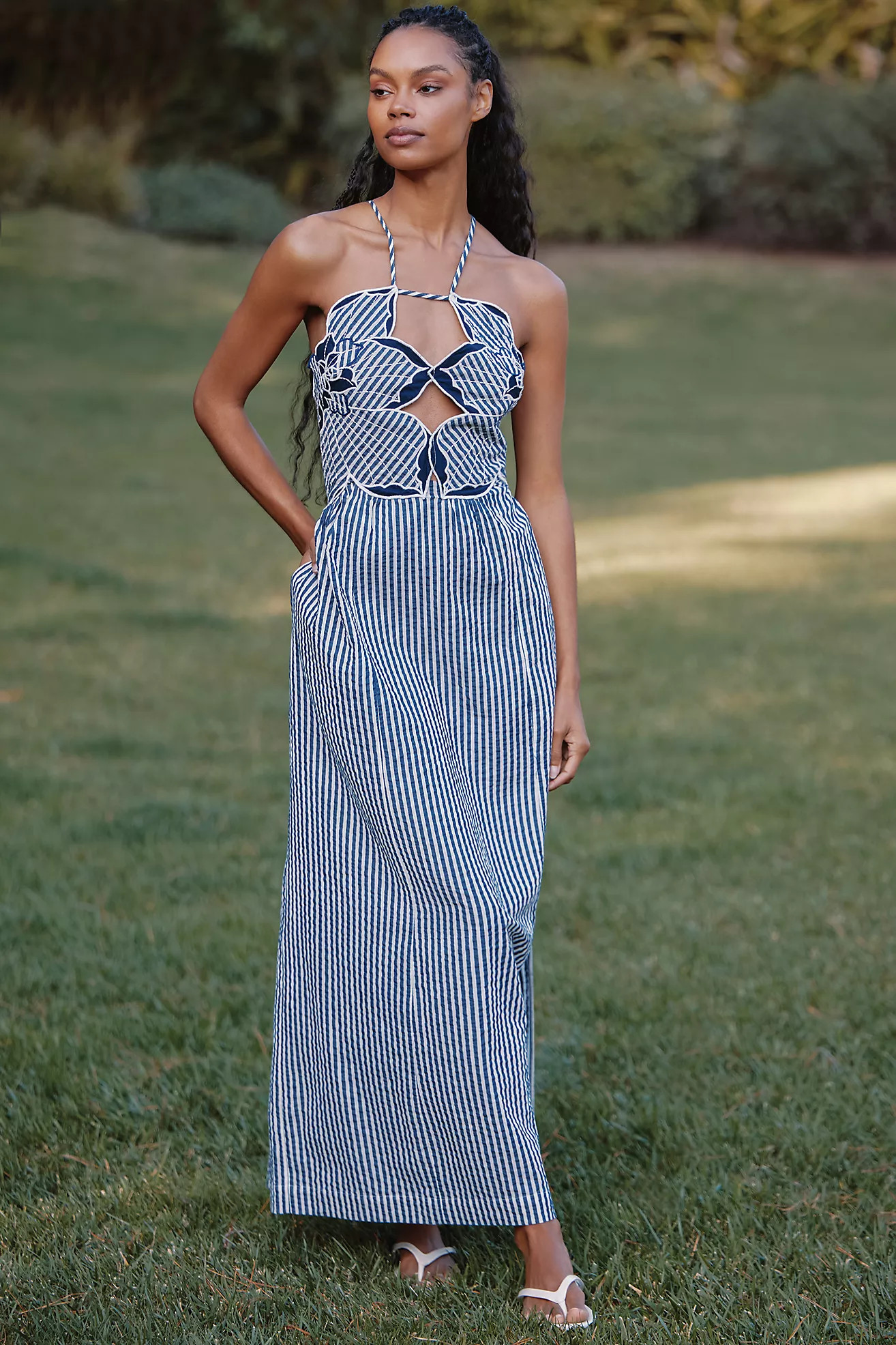 Celandine Hibiscus Cutwork Cotton Midi Dress | Anthropologie (US)