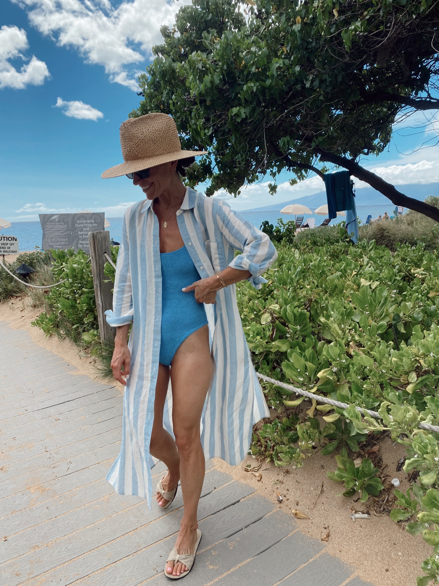 Swim outfit 
Blue and white linen maxi button down coverup (could be worn as a dress too) 
Blue crinkle suit 


#LTKtravel #LTKstyletip #LTKswim