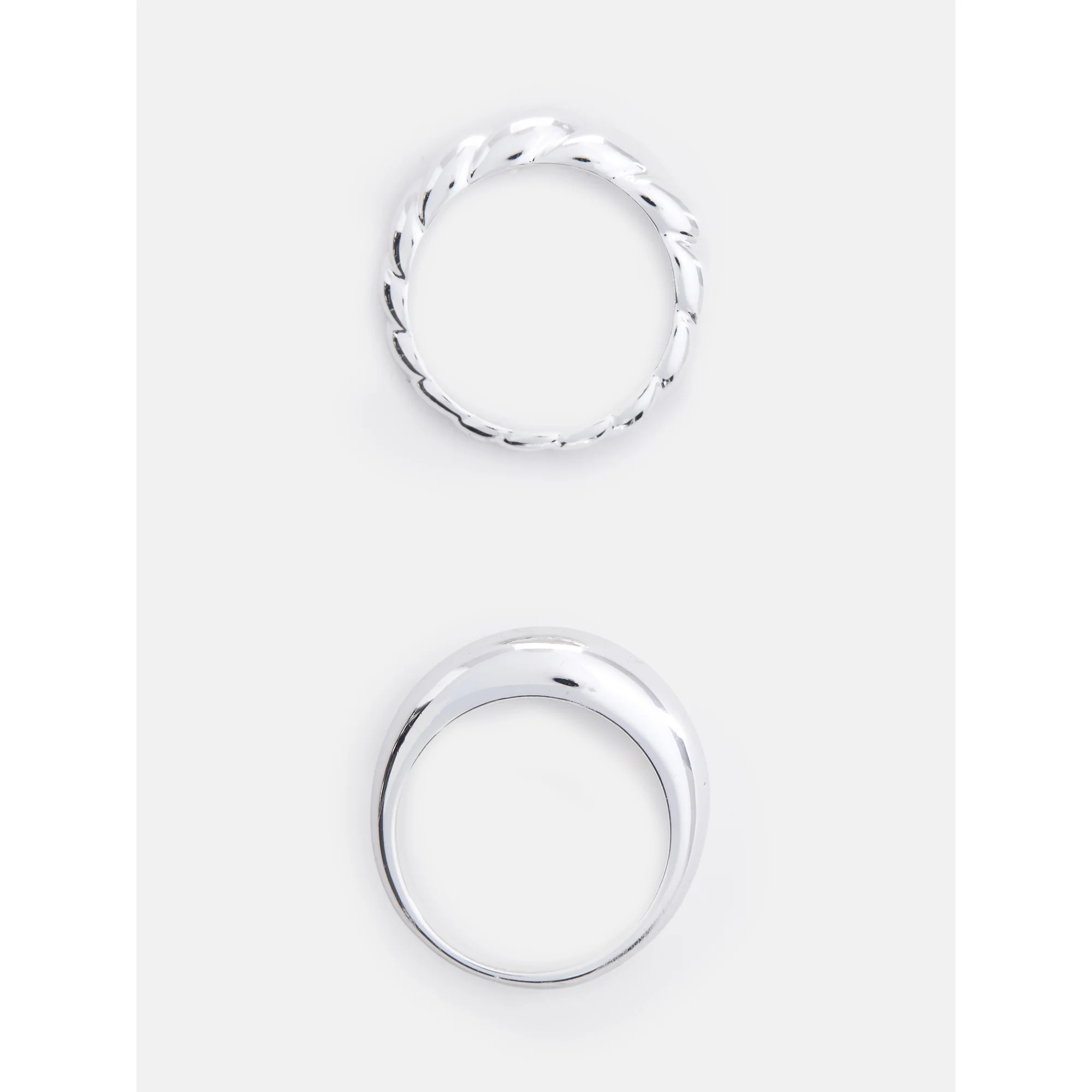 Free Assembly Women's Silver Plated Ring Set, 2-Pieces, Size 7 | Walmart (US)