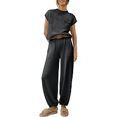 ANRABESS Women's Two Piece Outfits Sweater Sets Knit Pullover Tops and High Waisted Pants Tracksu... | Amazon (US)