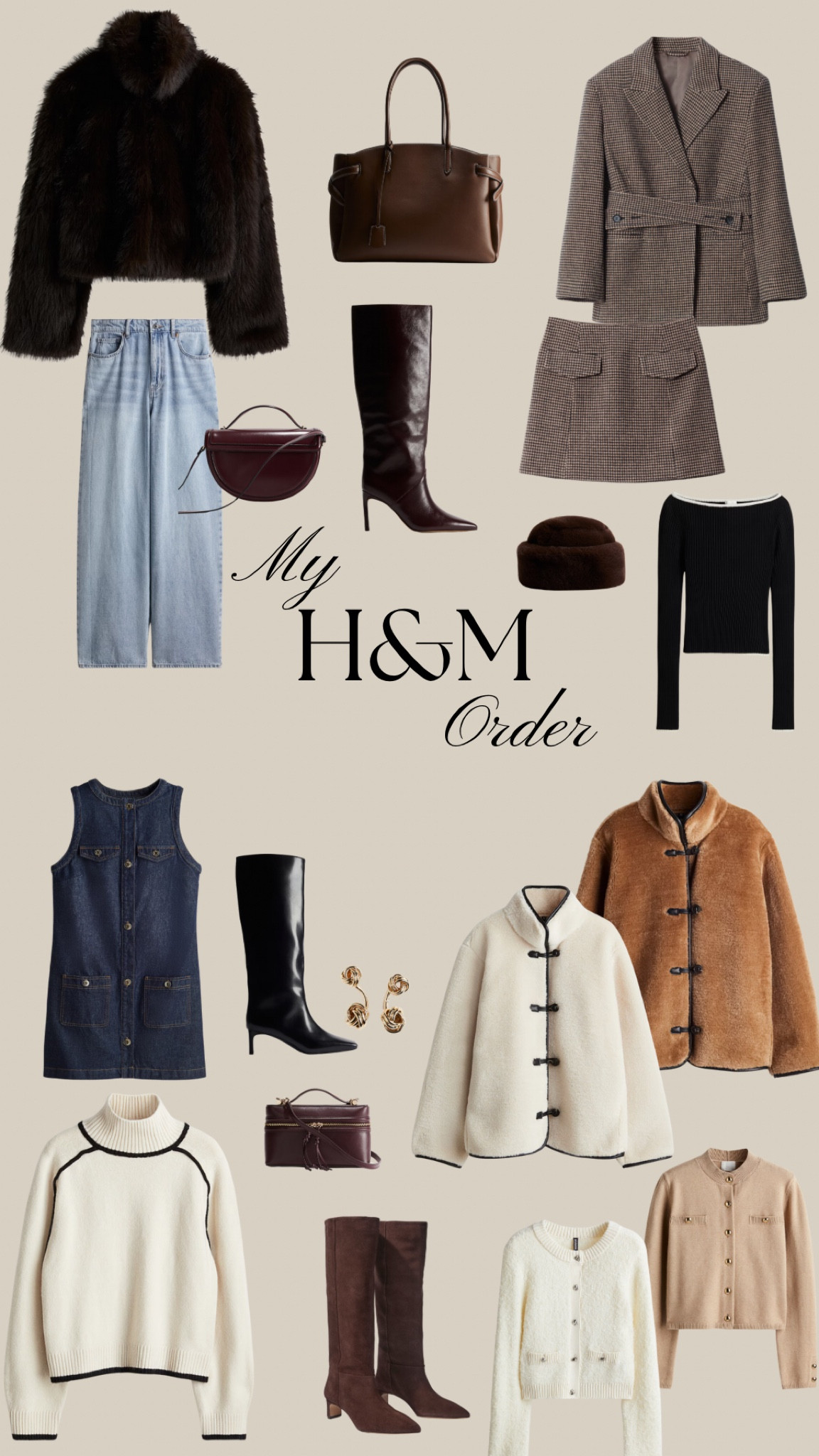 H&M Order, Coats, Winter Outfits, Jeans, Boots, Fur Coats, Bags, Wool Mini Skirt and Blazer Set, High Knee Boots, Winter Accessories, & Other Stories

#LTKWinterSale #LTKeurope #LTKuk