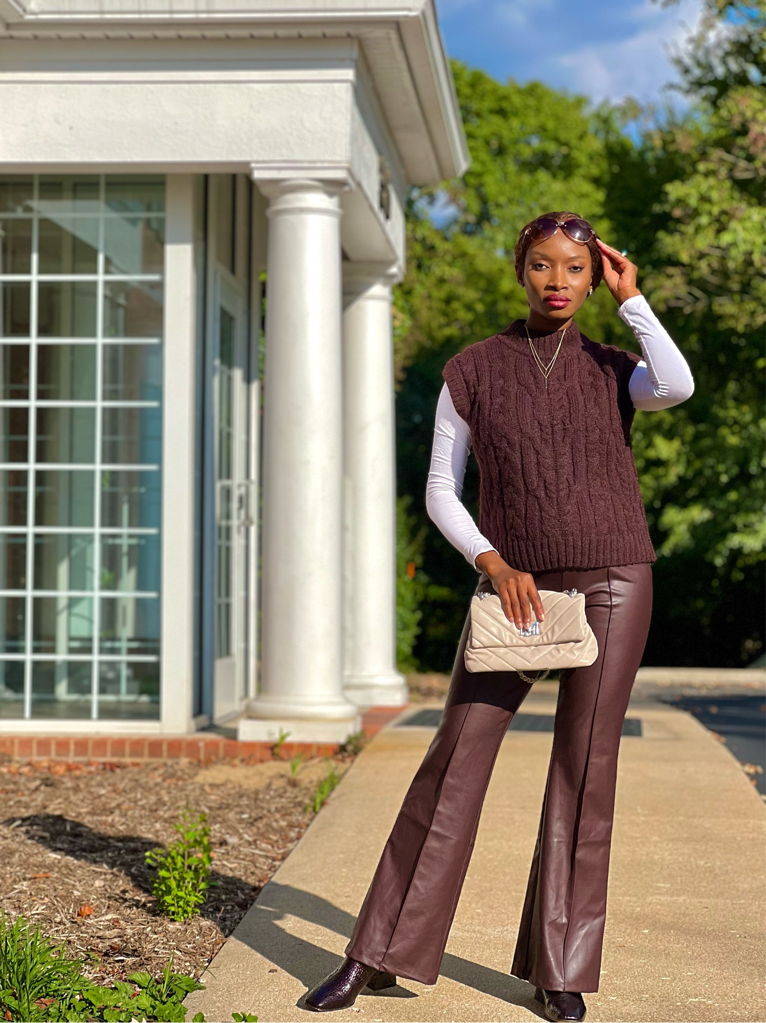 ✨Dark coffee please ! 
Fall fashion in faux leather pants and cable knit sweater 
. Shop your fit 

#LTKCon #LTKstyletip #LTKworkwear