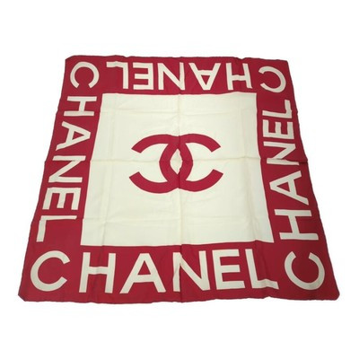 Chanel Coco Mark Silk Scarf Neckwear/2-1/White Red/Gift/Anniversary/B250317/5515 | eBay US