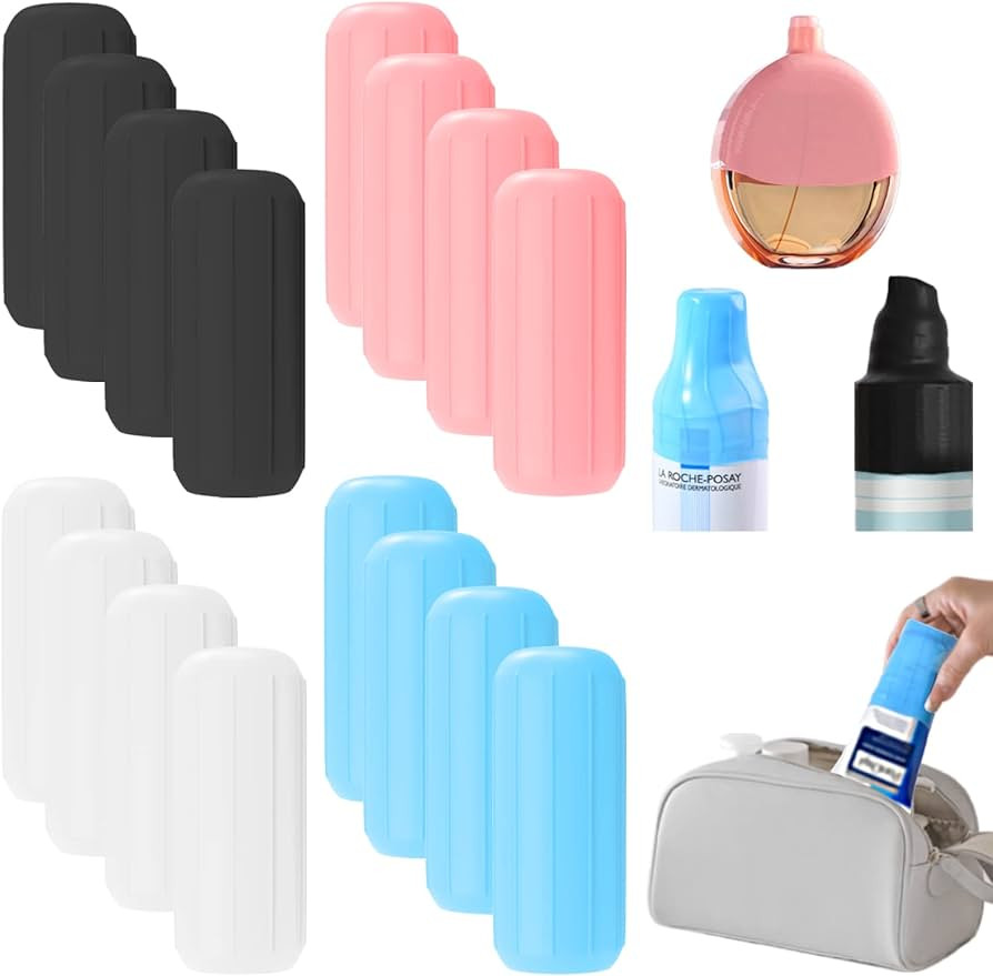 16 Pack Elastic Sleeves for Leak Proofing Travel, Silicone Leak Proof Sleeves for Travel Containe... | Amazon (US)