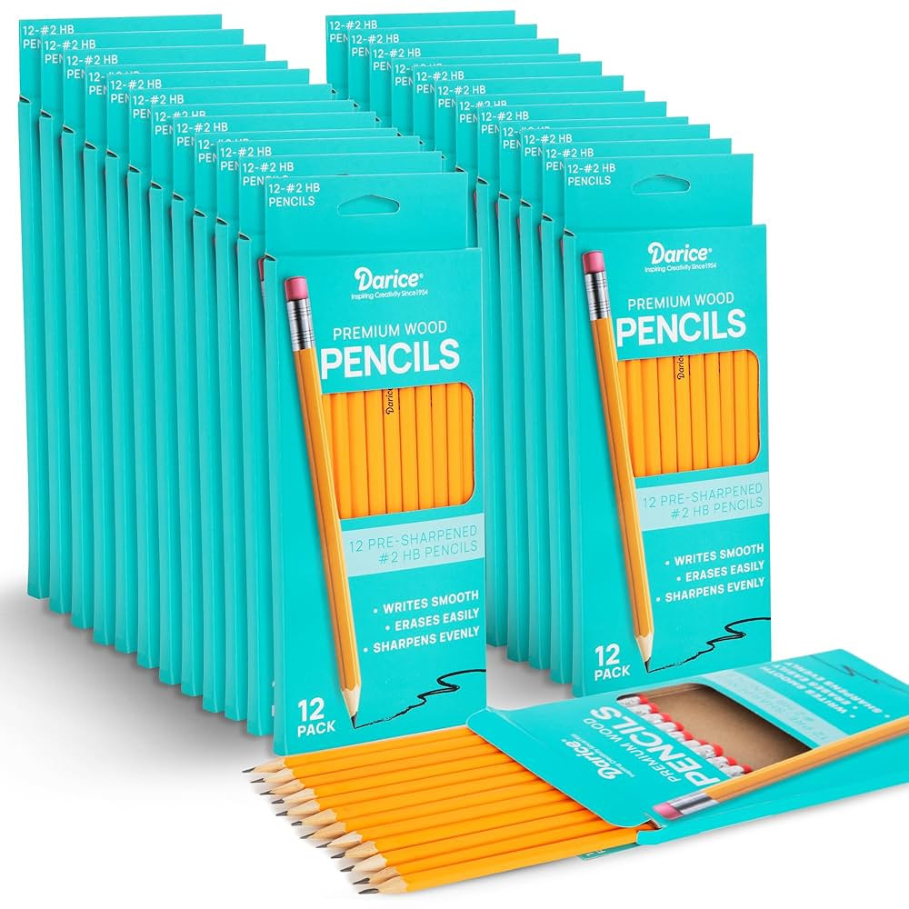 Darice Wood-Cased Pencils, 288pc Bulk Pre-sharpened #2 HB Pencils with Eraser for Classroom Back ... | Amazon (US)