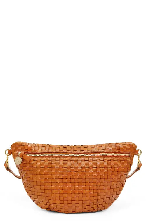 Clare V. Grande Woven Leather Belt Bag in Natural Woven Checker at Nordstrom | Nordstrom