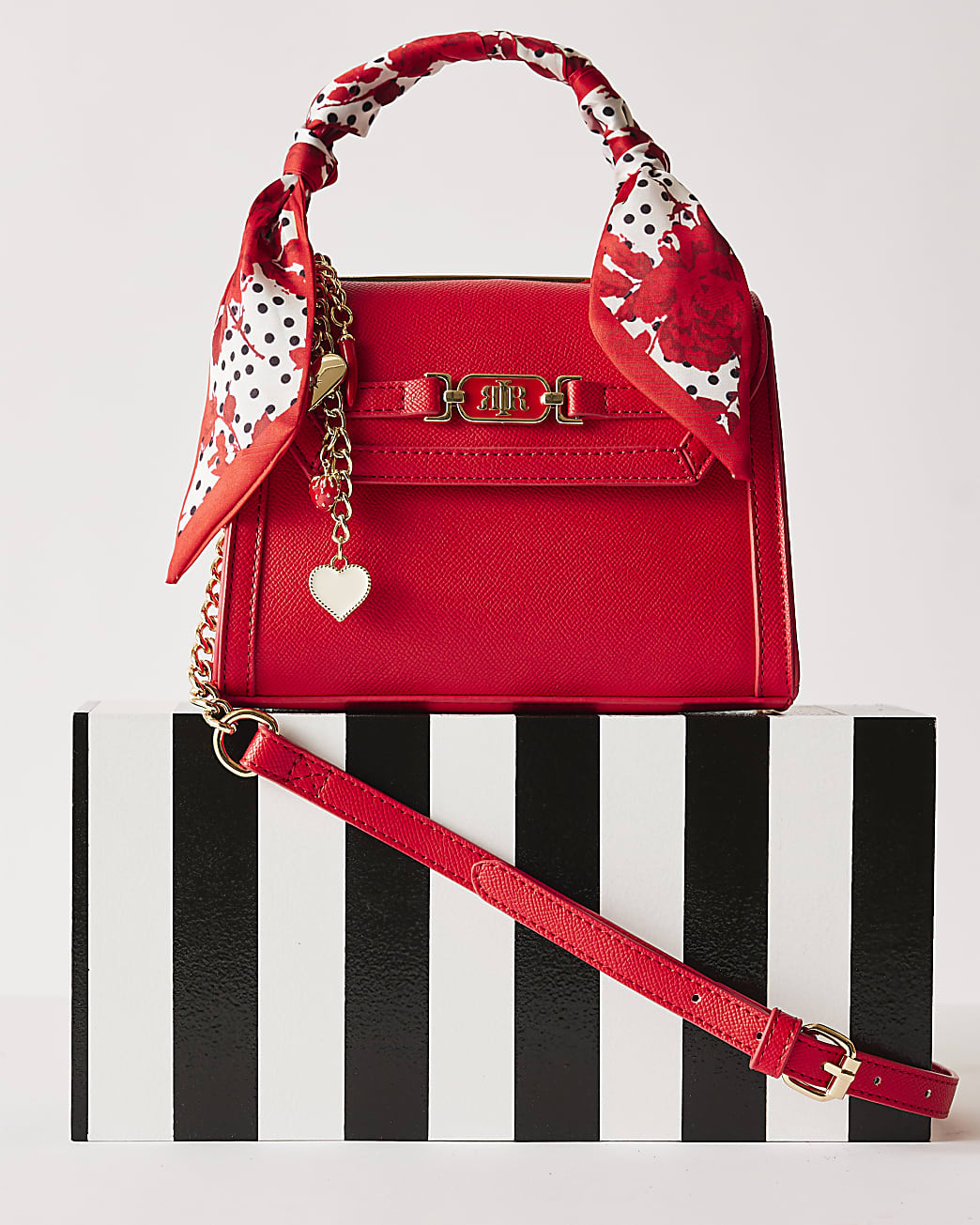 Red Mini Scarf Tote Cross Body Bag | River Island UK & IE