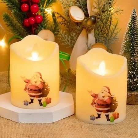 Christmas Flameless Candles (2 Pack) LED Battery Operated Candles Warm Light Christmas Decorations f | Walmart (US)