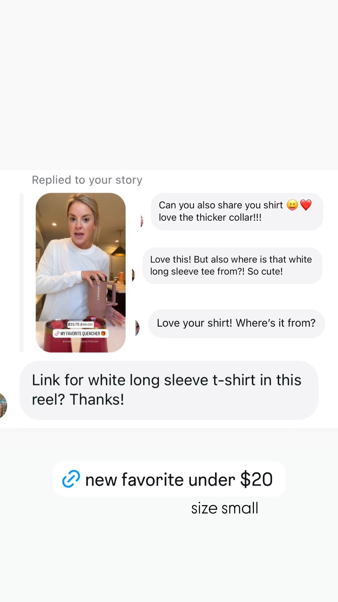 The perfect long sleeve white tee under $20. size small & a few colors 

#LTKFindsUnder50