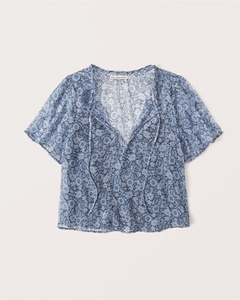 Tie-Front Chiffon Top | Abercrombie & Fitch (US)