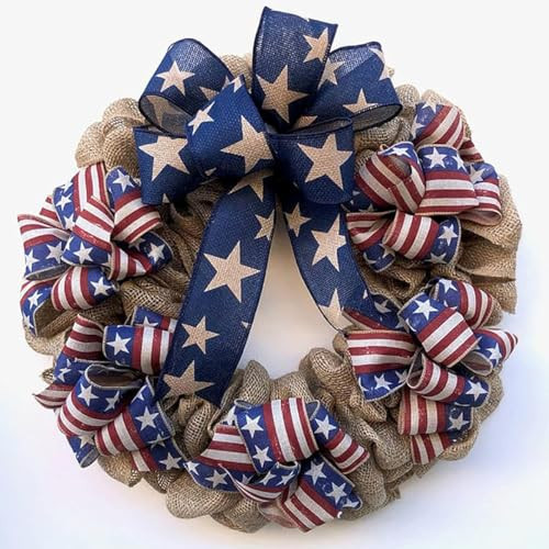 250th Anniversary Patriotic Wreath - Red White and Blue Front Door Decor, 4th of July & Memorial Day Summer Wreath, All-Weather Farmhouse Outdoor Holiday Decoration (C) | Amazon (US)