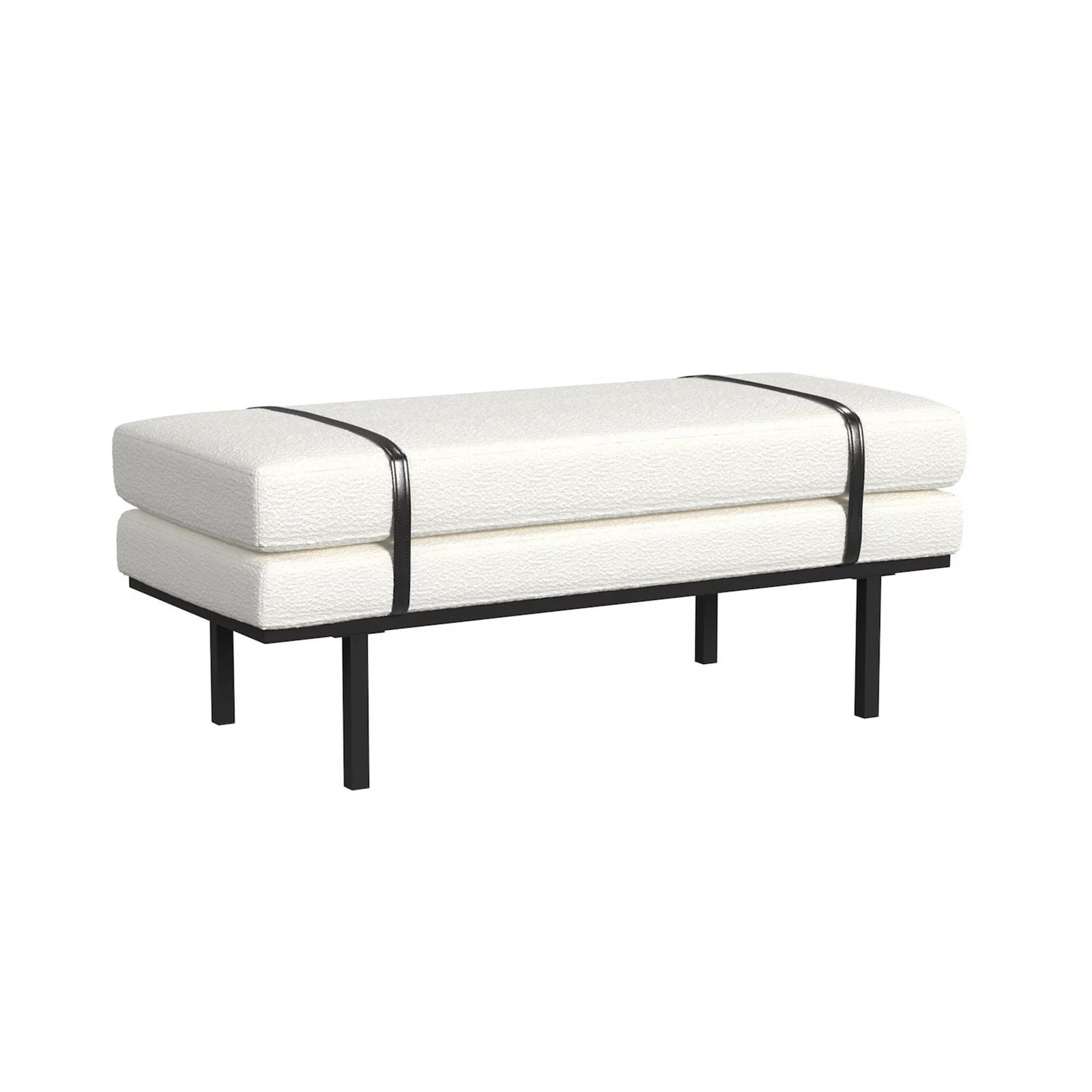 HomePop Cream Boucle Upholstered Bench with Metal Base, Ivory Boucle | Kohl's