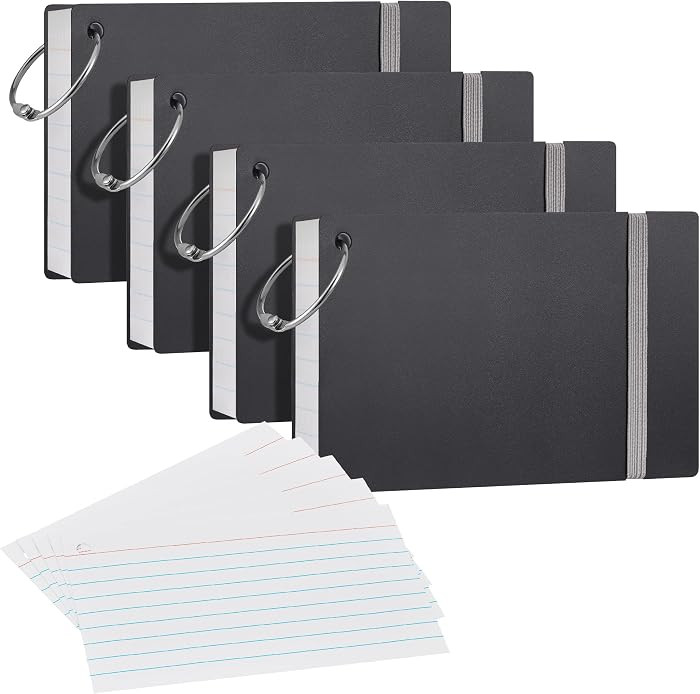 NEEWAY Heavyweight Ruled Index Cards 3x5, 200 Count Flash Cards with Rings and Cover, White Note ... | Amazon (US)