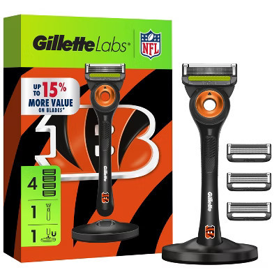 Gillette Labs Men's Special NFL Bengals Edition Shaving Razor with 4 Refills and Magnetic Stand | Target