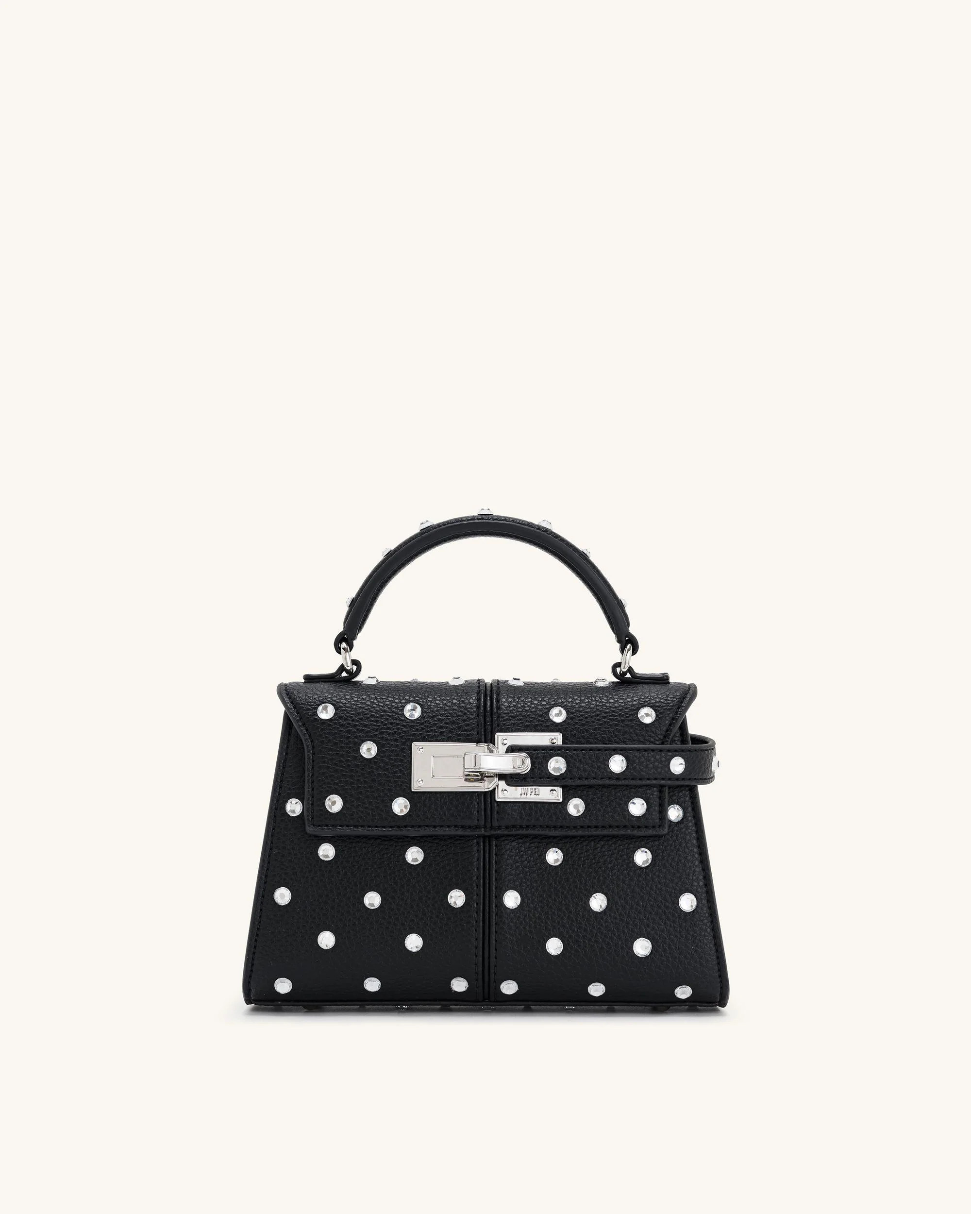 Elise Artificial Crystal Top Handle Bag - Black | JW PEI US