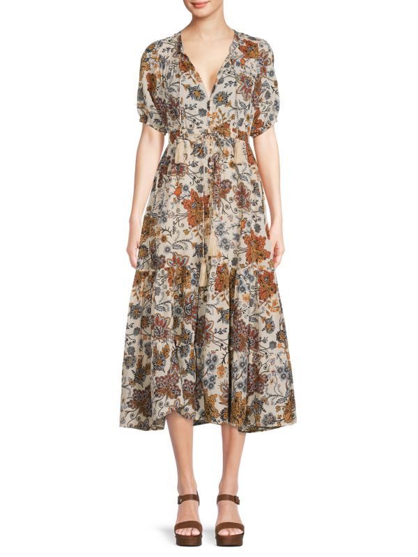 Floral Tiered Midi Dress | Saks Fifth Avenue OFF 5TH